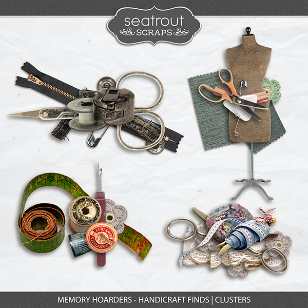 Memory Hoarders - Handicraft Finds Clusters Digital Art - Digital Scrapbooking Kits