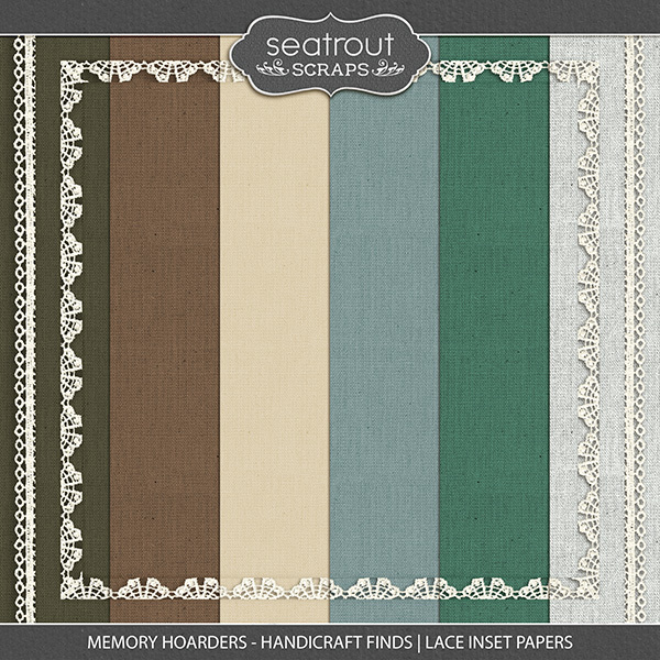 Memory Hoarders - Handicraft Finds Lace Inset Papers Digital Art - Digital Scrapbooking Kits