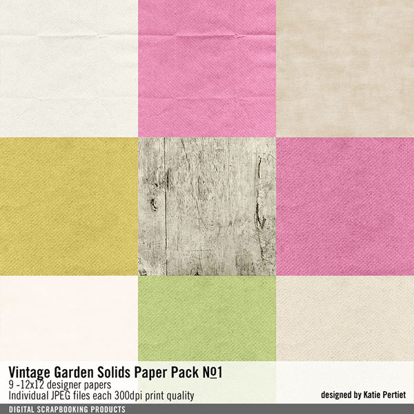 Vintage Garden Solids Paper Pack No. 01 Digital Art - Digital Scrapbooking Kits