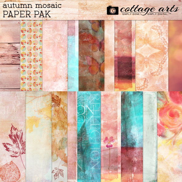 Autumn Mosaic Paper Pak Digital Art - Digital Scrapbooking Kits