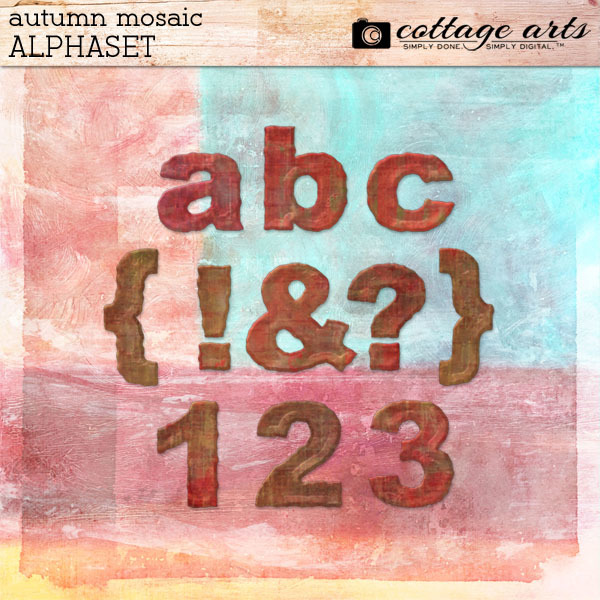 Autumn Mosaic Alphaset Digital Art - Digital Scrapbooking Kits