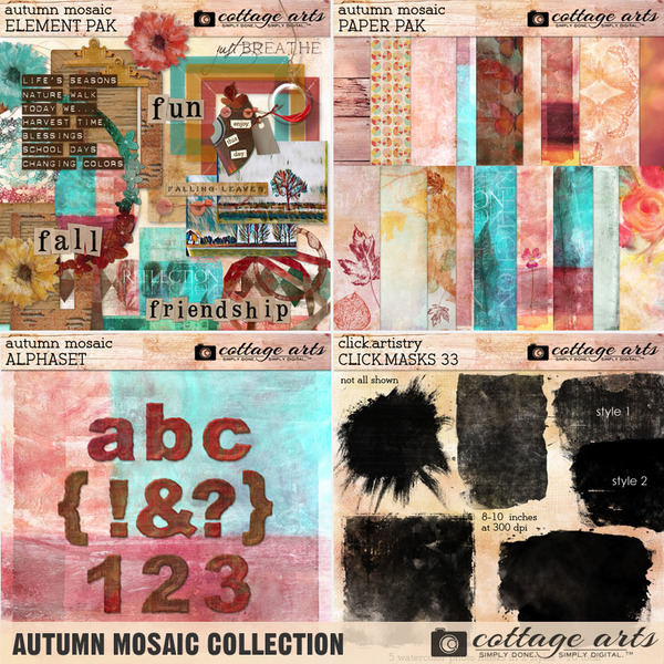 Autumn Mosaic Collection Digital Art - Digital Scrapbooking Kits