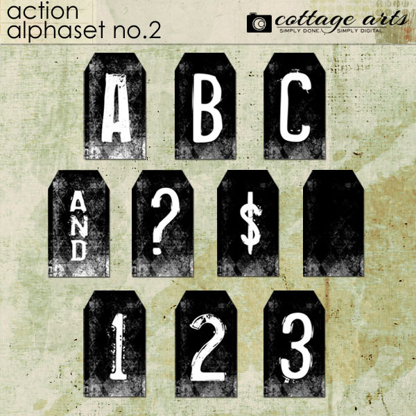 Action Alphaset 2 Digital Art - Digital Scrapbooking Kits