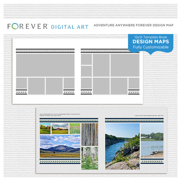 Adventure Anywhere Design Map 12x12 Digital Art - Digital Scrapbooking Kits