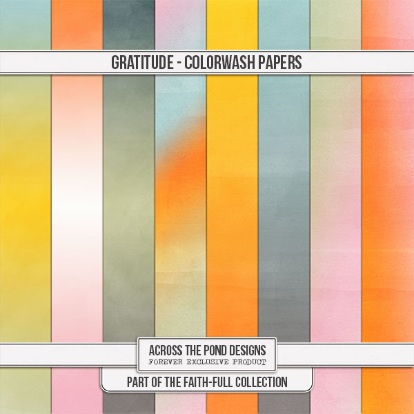 Faithfull Series - Gratitude Colorwash Papers Digital Art - Digital Scrapbooking Kits