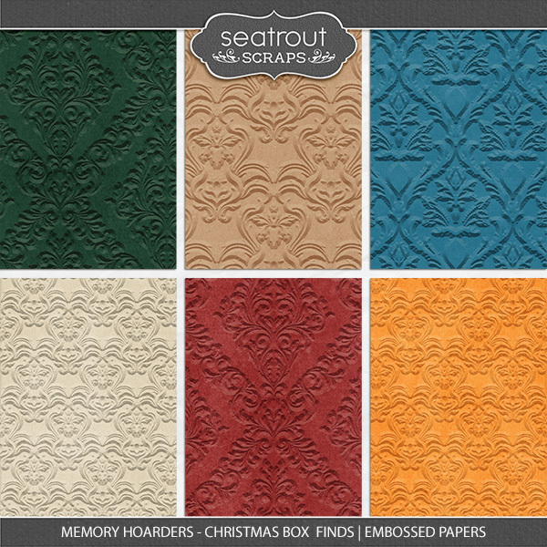 Memory Hoarders Christmas Box Finds - Embossed Papers Digital Art - Digital Scrapbooking Kits