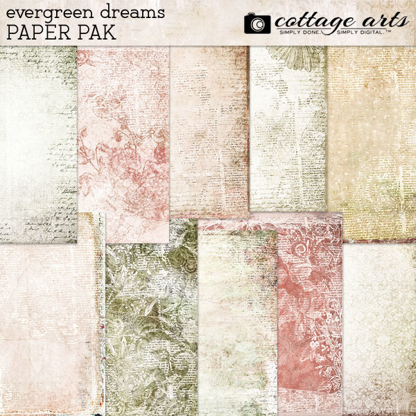 Evergreen Dreams Paper Pak Digital Art - Digital Scrapbooking Kits