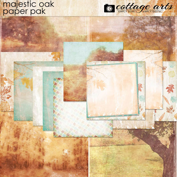 Majestic Oak Paper Pak Digital Art - Digital Scrapbooking Kits