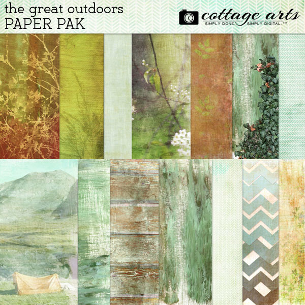 The Great Outdoors Paper Pak Digital Art - Digital Scrapbooking Kits