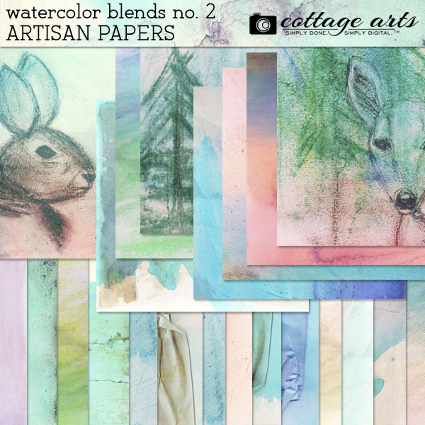 Watercolor Blends 2 Artisan Papers Digital Art - Digital Scrapbooking Kits