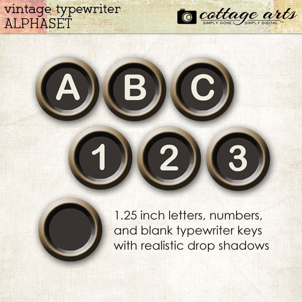 Vintage Typewriter Alphaset Digital Art - Digital Scrapbooking Kits