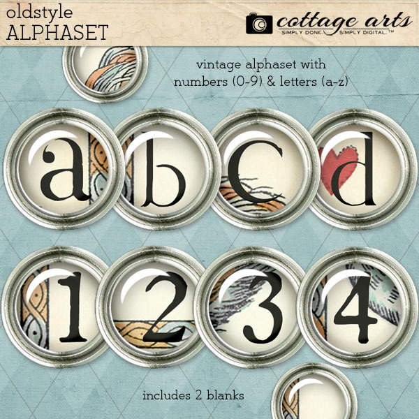 Old Style AlphaSet Digital Art - Digital Scrapbooking Kits