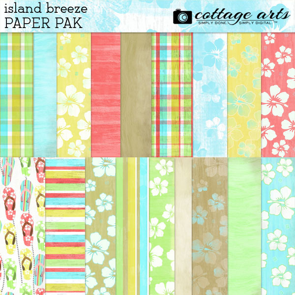 Island Breeze Paper Pak Digital Art - Digital Scrapbooking Kits