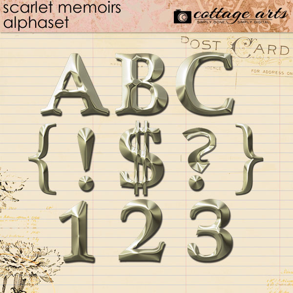 Scarlet Memoirs AlphaSet Digital Art - Digital Scrapbooking Kits