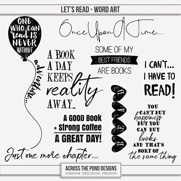 Let's Read - Word Art Digital Art - Digital Scrapbooking Kits