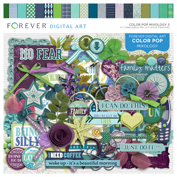 Color Pop Mixology 3 Digital Art - Digital Scrapbooking Kits