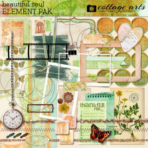 Beautiful Soul Element Pak Digital Art - Digital Scrapbooking Kits