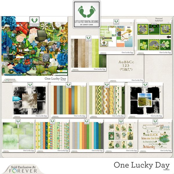 One Lucky Day Jumbo Bundle Digital Art - Digital Scrapbooking Kits