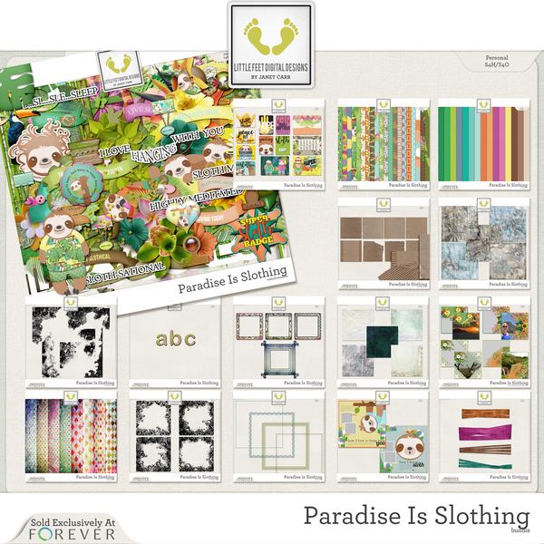 Paradise Is Slothing Jumbo Bundle Digital Art - Digital Scrapbooking Kits