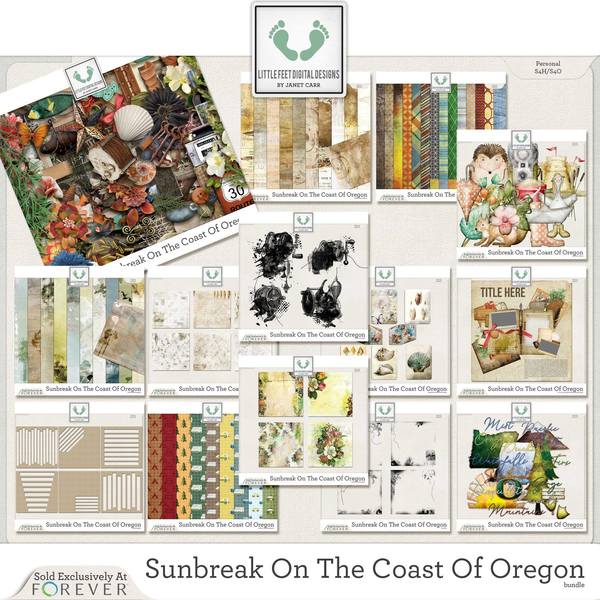 Sunbreak On The Coast Of Oregon Jumbo Bundle Digital Art - Digital Scrapbooking Kits