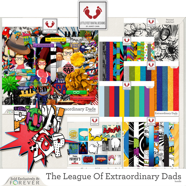 The League Of Extraordinary Dads Bundle Digital Art - Digital Scrapbooking Kits