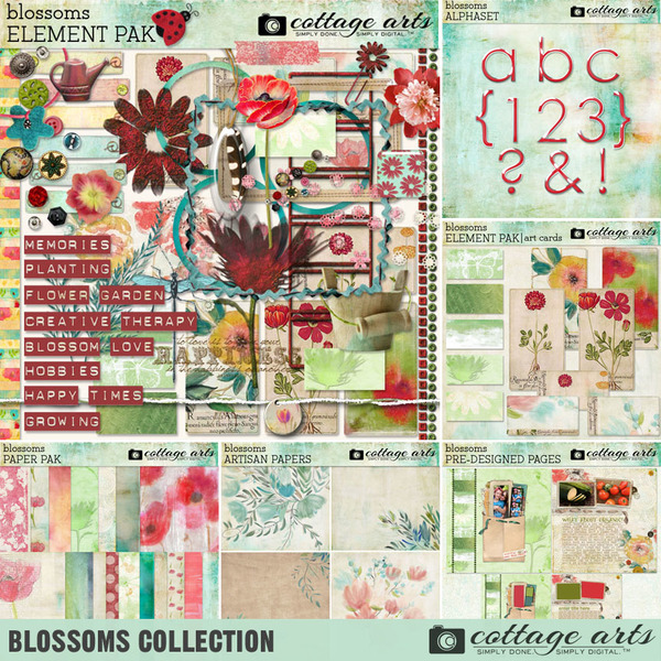 Blossoms Collection Digital Art - Digital Scrapbooking Kits