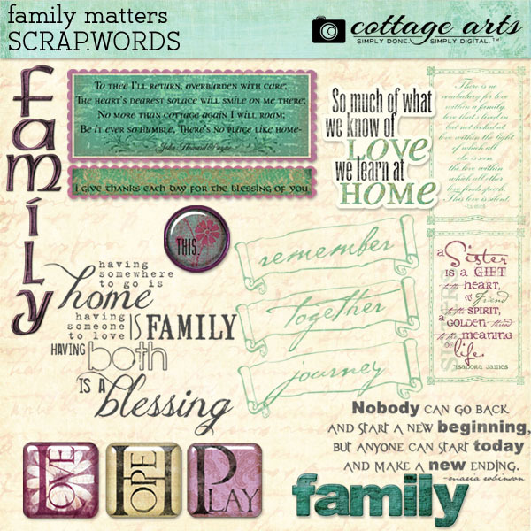 Family Matters Scrap.Words Digital Art - Digital Scrapbooking Kits