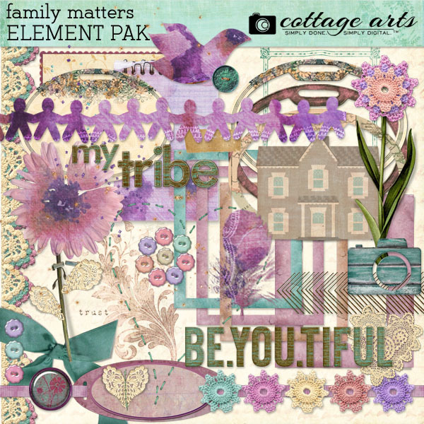 Family Matters Element Pak Digital Art - Digital Scrapbooking Kits