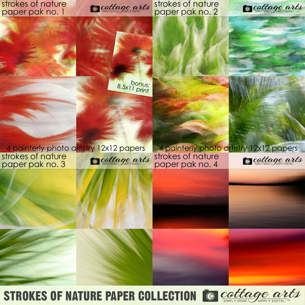 Strokes of Nature Paper Collection Digital Art - Digital Scrapbooking Kits