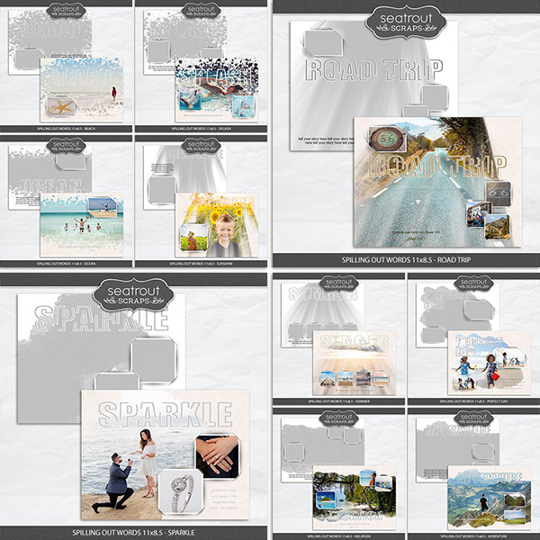 Spilling Out Words 11x8.5 - Bundle1 Digital Art - Digital Scrapbooking Kits