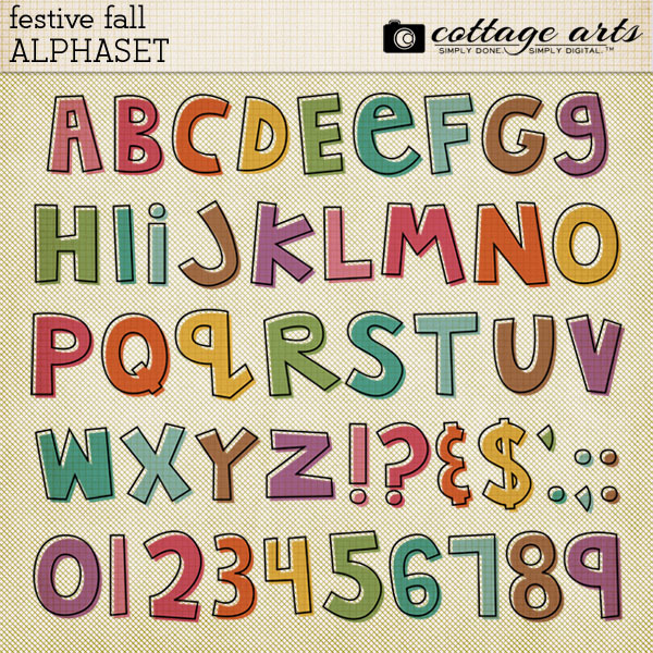 Festive Fall AlphaSet Digital Art - Digital Scrapbooking Kits