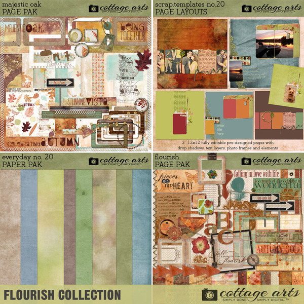 Flourish Collection Digital Art - Digital Scrapbooking Kits