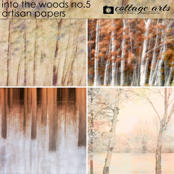 Into the Woods 5 Artisan Papers Digital Art - Digital Scrapbooking Kits