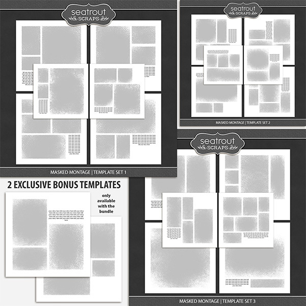 Masked Montage Bonus Bundle 1 - 12x12 Digital Art - Digital Scrapbooking Kits
