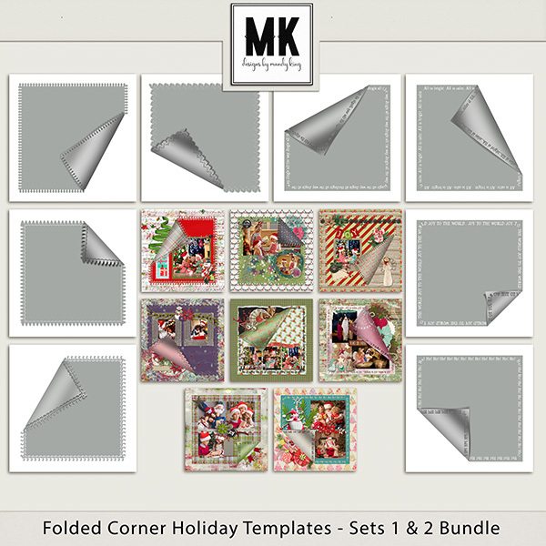 Folded Corner Holiday Templates Sets 1 & 2 Digital Art - Digital Scrapbooking Kits