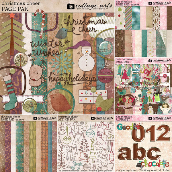 Christmas Cheer Collection Digital Art - Digital Scrapbooking Kits