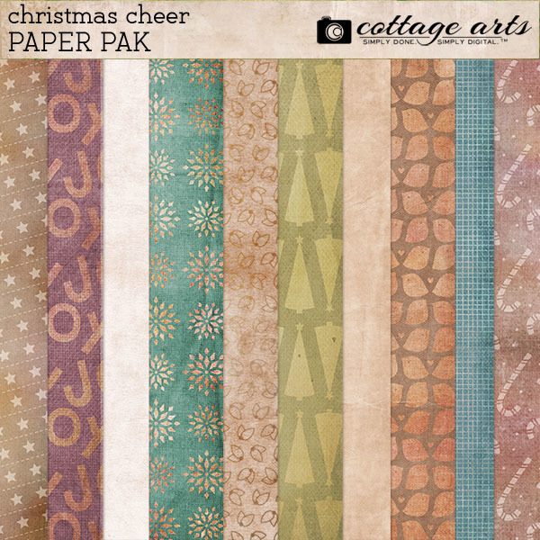 Christmas Cheer Paper Pak Digital Art - Digital Scrapbooking Kits