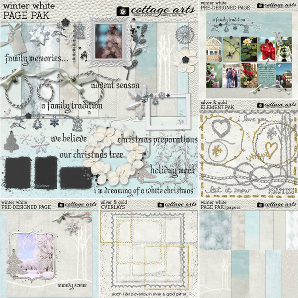 Winter White Collection Digital Art - Digital Scrapbooking Kits