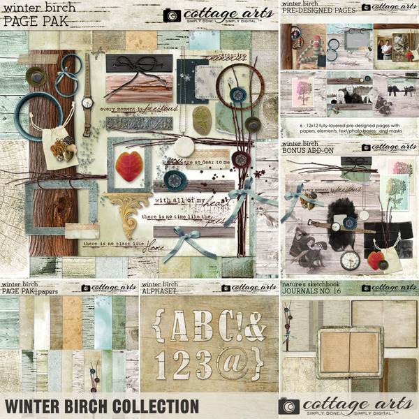Winter Birch Collection Digital Art - Digital Scrapbooking Kits