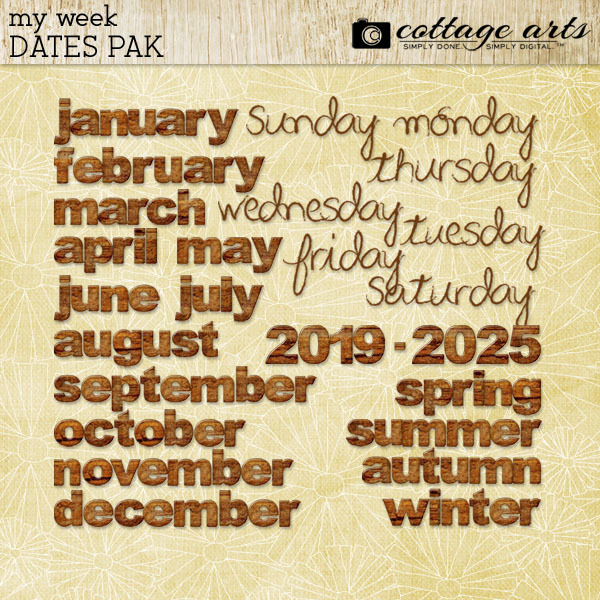 My Week Date Pak Digital Art - Digital Scrapbooking Kits