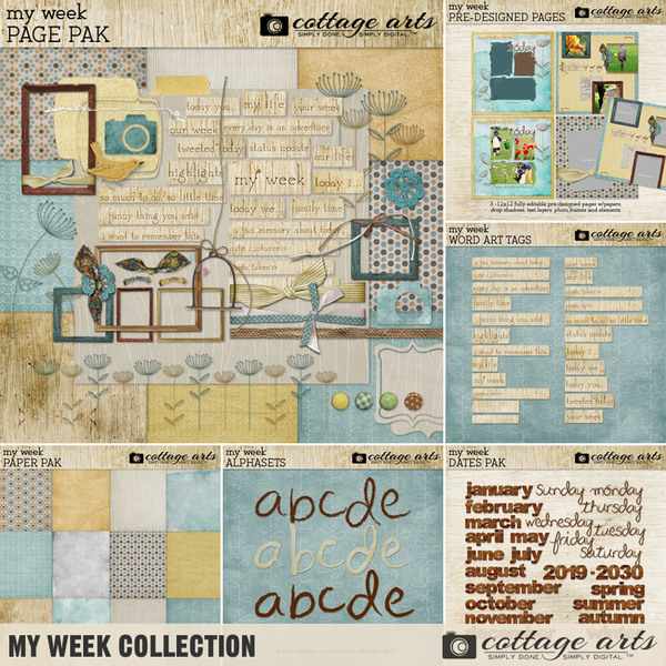 My Week Collection Digital Art - Digital Scrapbooking Kits