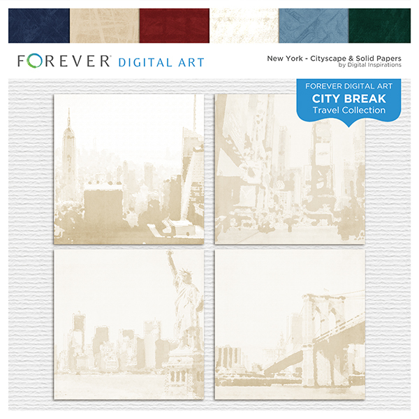 City Break - New York - Cityscape & Solid Papers Digital Art - Digital Scrapbooking Kits