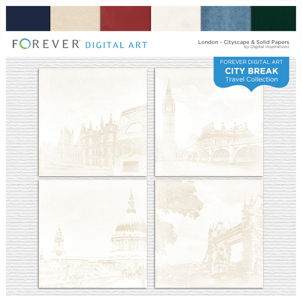 City Break - London -  Cityscape & Solid Papers Digital Art - Digital Scrapbooking Kits