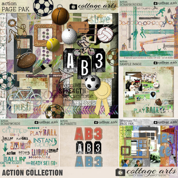 Action Collection Digital Art - Digital Scrapbooking Kits