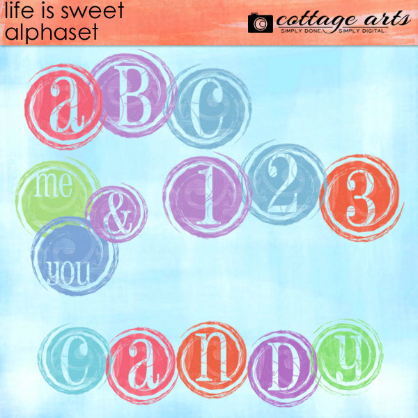 Life is Sweet AlphaSet Digital Art - Digital Scrapbooking Kits