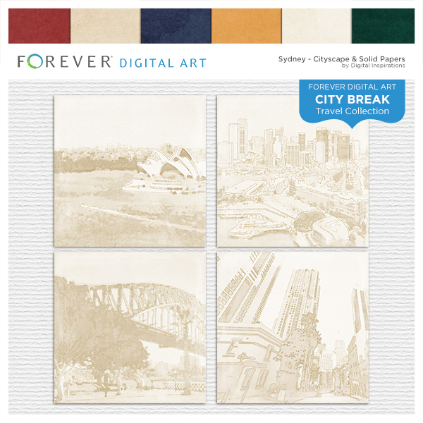 City Break - Sydney -  Cityscape & Solid Papers Digital Art - Digital Scrapbooking Kits