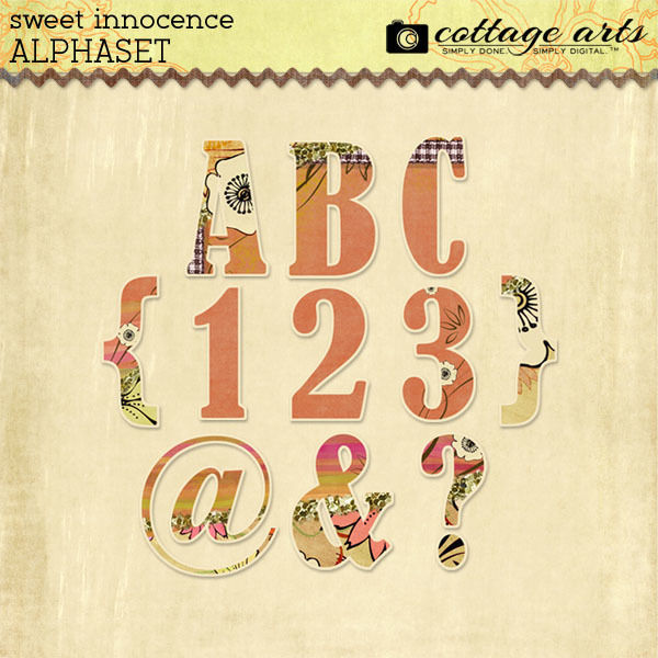 Sweet Innocence AlphaSet Digital Art - Digital Scrapbooking Kits