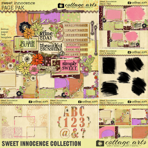 Sweet Innocence Collection Digital Art - Digital Scrapbooking Kits