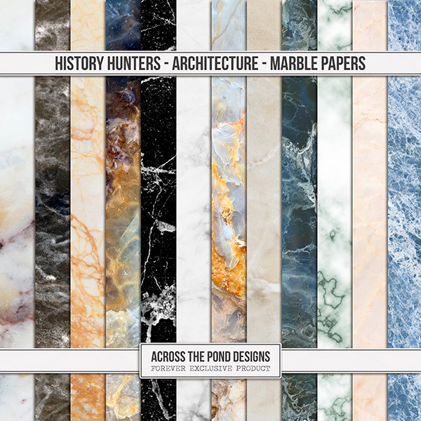 History Hunters - Architecture - Marble Papers Digital Art - Digital Scrapbooking Kits