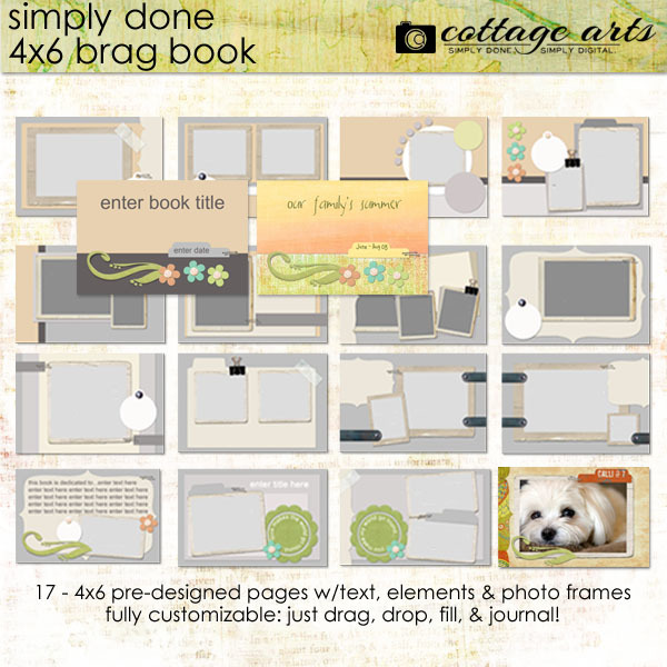 Simply Done 4x6 Brag Book Digital Art - Digital Scrapbooking Kits